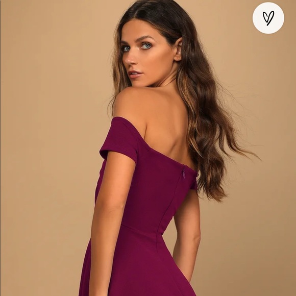 Lulu’s Play the Party Plum Purple Off-the-Shoulder Skater Dress - BLACK - Picture 8 of 9